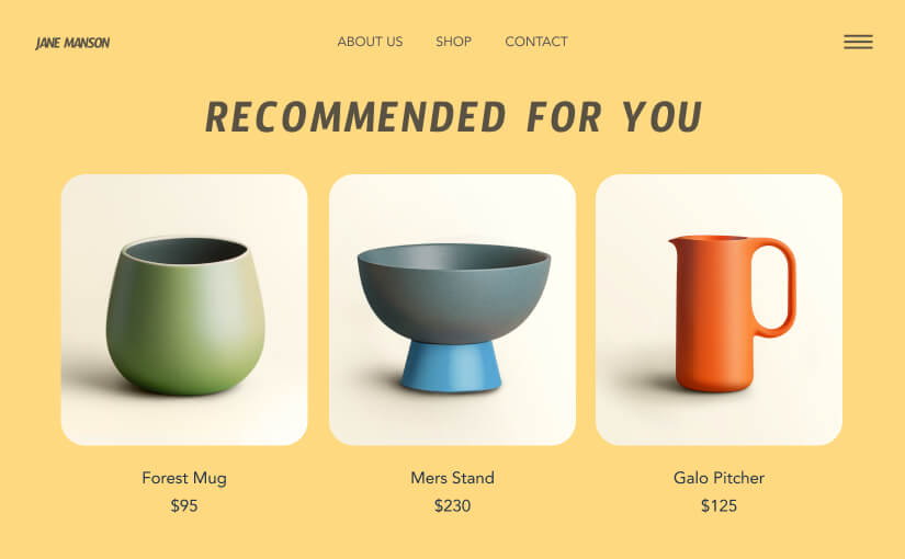 Recommended products section at checkout on a Margick store